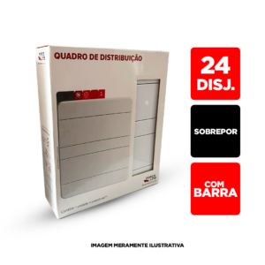 Quadro de Distrib. Sobrepor 24 Disj.  c/Barra - ForceLine